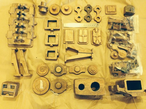 The castings are all brass, gunmetal, or bronze