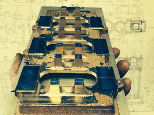 After machining the main bearing housings, the big end slots and the eccentric slots.