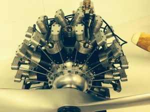 18 radial cylinder aero engine, by John Ramm.  The hand carved propeller is approx 600mm long.