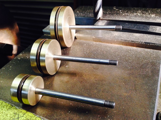 The pistons, piston rods and viton rings.