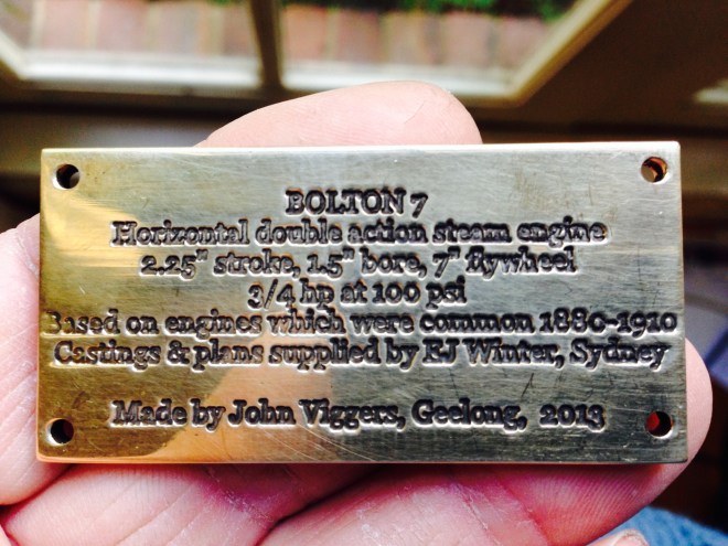 Label for a steam engine.  It is crowded and fussy, but I will probably use it until I get around to making a better one.