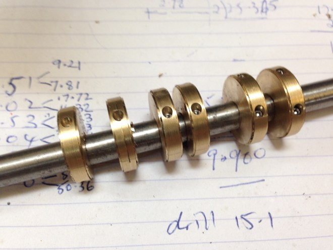 The eccentrics.  These are all split, and joined with M2 bolts.   