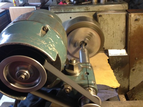 Using the tool post grinder to resurface the jaws.