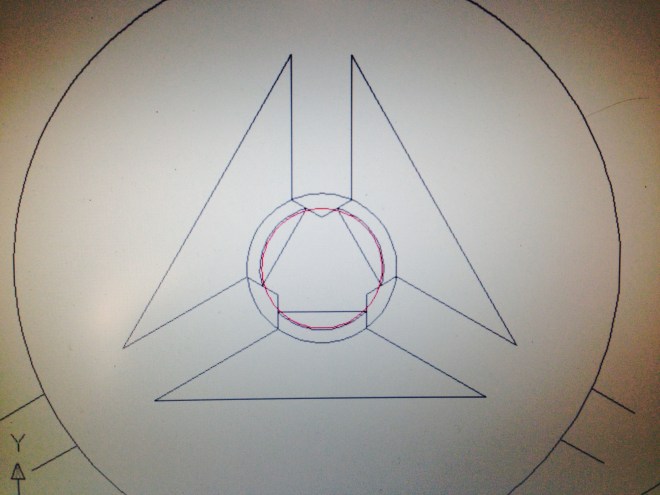Drawing the chuck, the bore, and the 3 spider components.