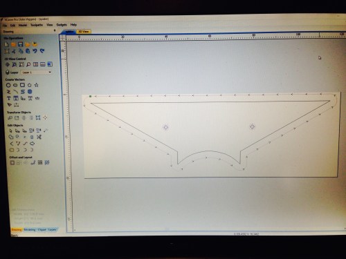 Transfer the dimensions to Vcarve pro, to generate the G code. (not essential to use Vcarve pro. This simple shape could have been entered directly into the CNC mill)