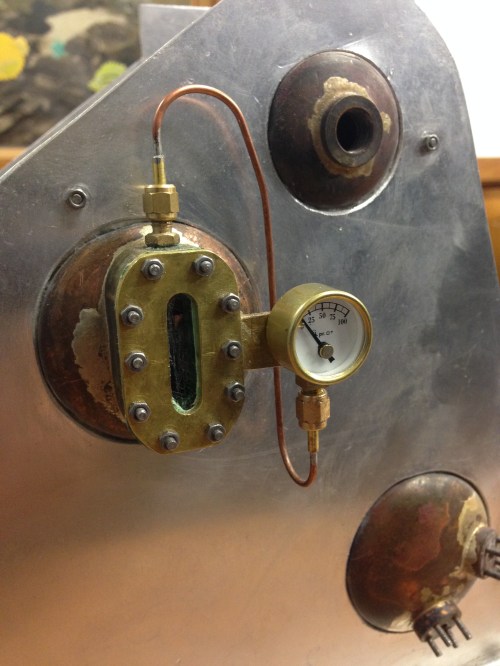 The water gauge was scratch built by Rudy. The pressure gauge was bought.
