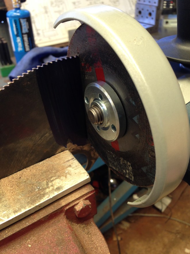 Using an angle grinder with a 1mm cutting disk. It cuts through the cold saw b